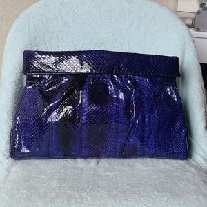 Vintage Blue "Snakeskin" Clutch By Clemente